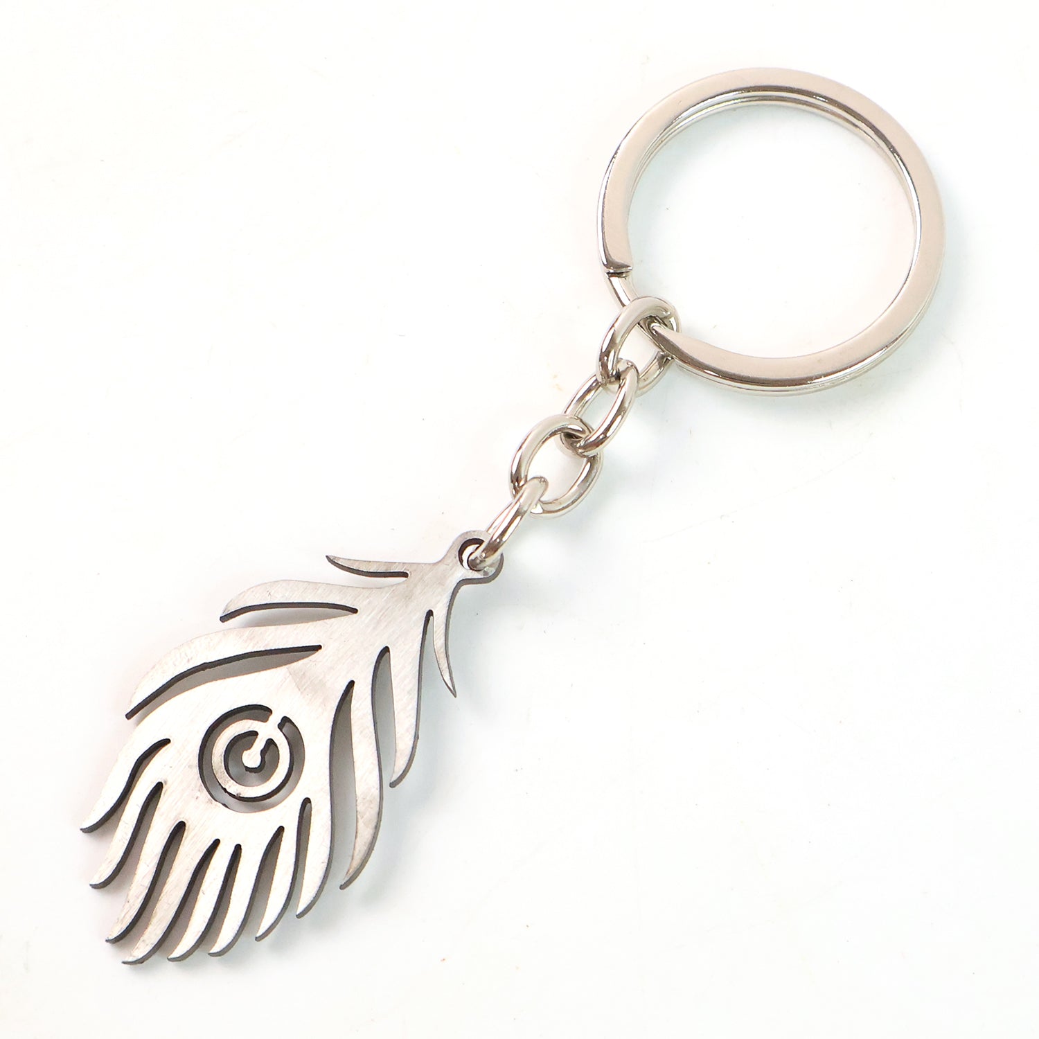 Feather-Inspired Stainless Steel Keychain Feather-Inspired Stainless Steel Keychain